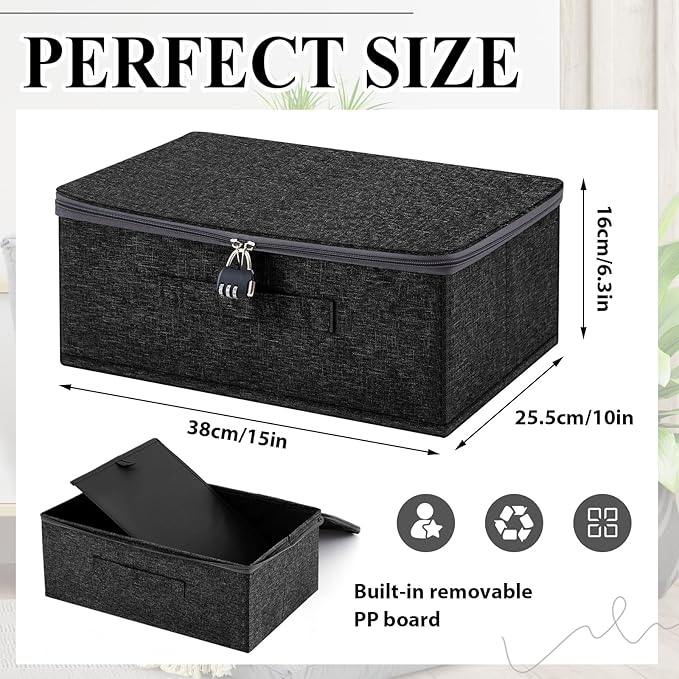 Discreet Lockable Toy Bag Storage Organizer Toy Bag Storage Bins Case with Zipper Lid for Women and Men Clothes Container(Black,15 x 10 x 6.3 Inch)