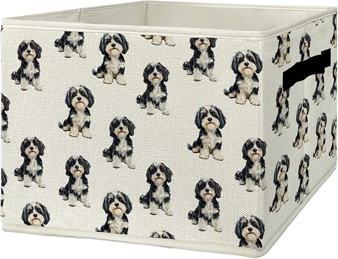 Havanese Gifts Storage Bins & Boxes with Handles, Dog Foldable Basket for Organizing Dog Lovers Owners Women, Havanese Christmas Storage Laundry Hampers for Bedroom Bathroom Clothes Toys Books