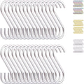 Evanda S Hooks for Hanging Pack of 30, Heavy Duty Stainless Steel Metal Mutil Purpose Hanger for Kitchen Pans, Pots, Utensils Tooks, Cups, Mugs, Clothes, Bags, Towels, Plants