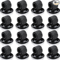 Outus 16 Pcs Black Pen Holder Clips Manganese Steel Pen Holder Self Adhesive Pencil Organizer with Adjustable Spring Loop for Refrigerator Whiteboard Erase Board and Bulletin Board Map