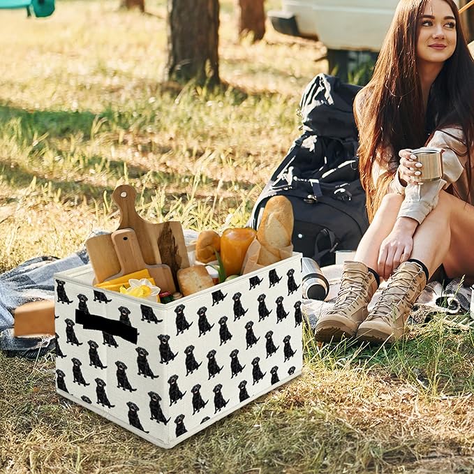 Black Lab Gifts Storage Bins & Boxes with Handles,Dog Foldable Basket for Organizing Dog Lovers Women,Labrador Retriever Christmas Storage Laundry Hampers for Bedroom Bathroom Clothes Toys Books