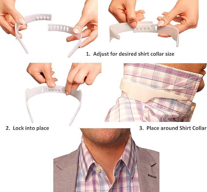 Slick Collar Shirt Collar Support System set with 3 adjustable, 10 premium Collar Stays & a Durable tin Travel EDC Box Black