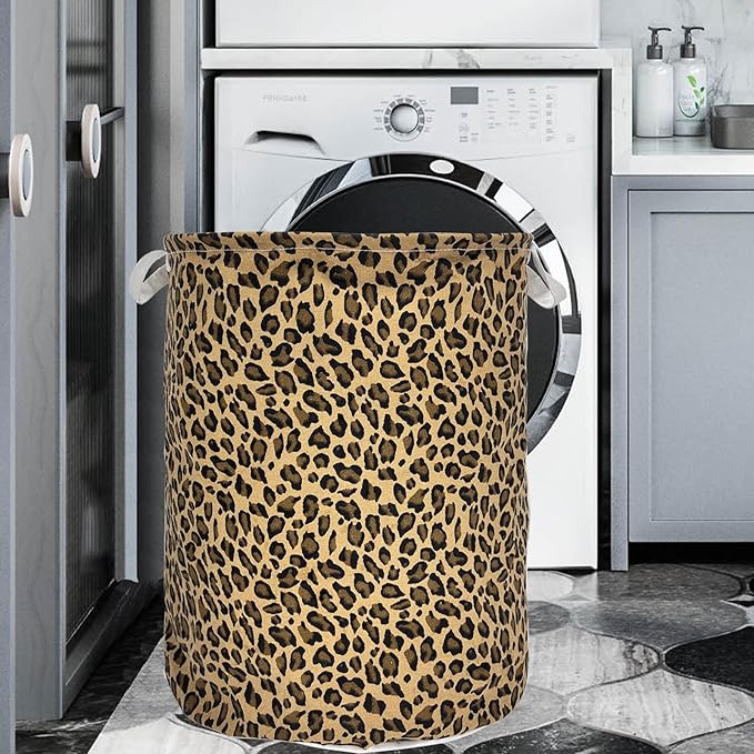 Merdes 19.7’’ Waterproof Foldable Laundry Hamper, Dirty Clothes Laundry Basket, Linen Bin Storage Organizer for Toy Collection (LeopardPrint)