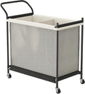 Laundry Hamper with Wheels - 2 Section Laundry Basket 160L, Removable Washable Bags, Height-Fitted Rolling Laundry Cart for Laundry Room & Bedroom