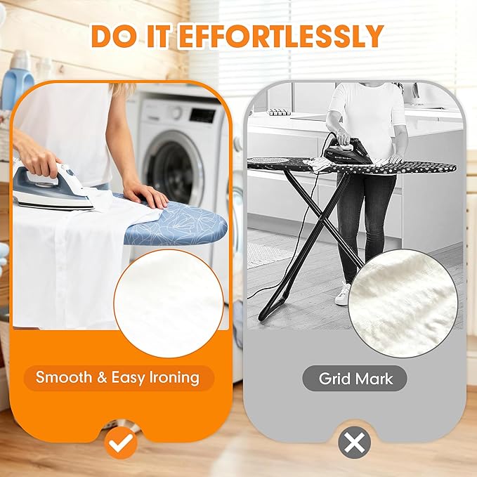 Ironing Board Cover and Pad, 21x54 Extra Large Thick Iron Padding, Scorch & Stain Resistant Ironing board cover, Heavy Duty Iron Board Padded with Adjustable Fasteners Durable Elastic Edge, Sky Blue