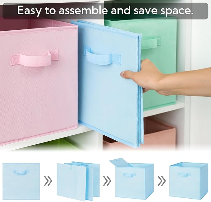 GRANNY SAYS 13 Inch Cube Storage Bins, Colorful Cube Storage Organizer, Fabric Storage Bins, Storage Cubes for Shelves, Closet, Toy Storage Bins for Kids Room, Play Room, Colour, 8-Pack