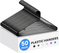 InfiniPower 50 Pack Plastic Hangers with Hooks, Durable, Space Saving Clothes Hangers with Non-Slip Hooks for Shirts, Coats, Dresses, Black