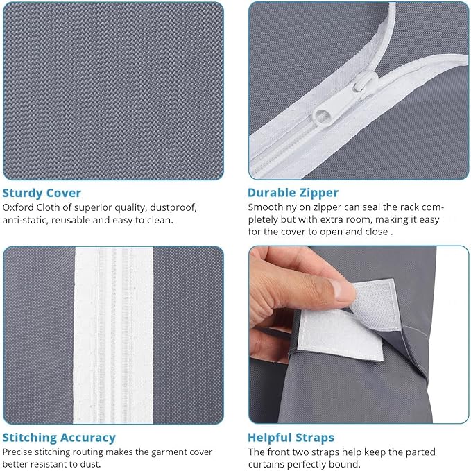 VIPEK Cover ONLY Fit for V5/ V10/ S3/ V6E/ V3C/ V5L/ V10i/ S3i/ V5L i1 Garment Rack, Dustproof Oxford Fabric Clothing Rack Cover with Zipper, 70.1" L X 17.3" W X 74.8" H, Grey