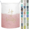 Merdes 19.7’’ Waterproof Foldable Laundry Hamper, Dirty Clothes Laundry Basket, Linen Bin Storage Organizer for Toy Collection (Life Pink)