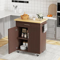 JY QAQA 26" Kitchen Island on Wheels with Storage Cabinet Kitchen Cart Cabinet with Shelves, Cart Handle for Towel Rack or Free Mobility, Portable Islands for Kitchen,Brown