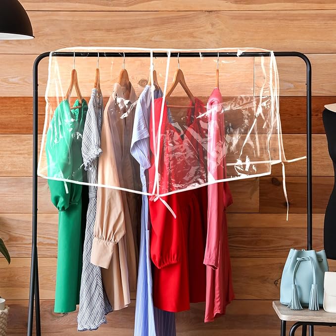 Honeydak 2 Pack Clear Vinyl Storage Closet Garment Cover Large Dustproof Clothe Covers Protecting Dust for Hanging PVC Shoulder Cover Dress Suit Coat Clothe Protectors for Closet (22 x 20 x 17.9 Inch)