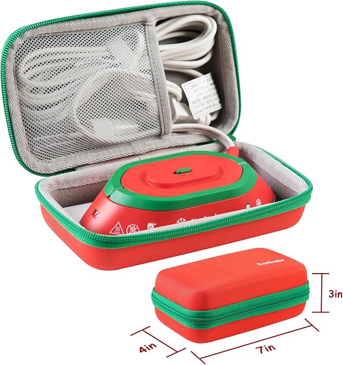 Newbealer Travel Iron, Global Voltage 100-240V, 302℉ Mini Dry Iron for Clothes (No Steam), Max 300W, 60s Heat Up, 0.8lb Lightweight Gift (Classic Red with Hard Case)