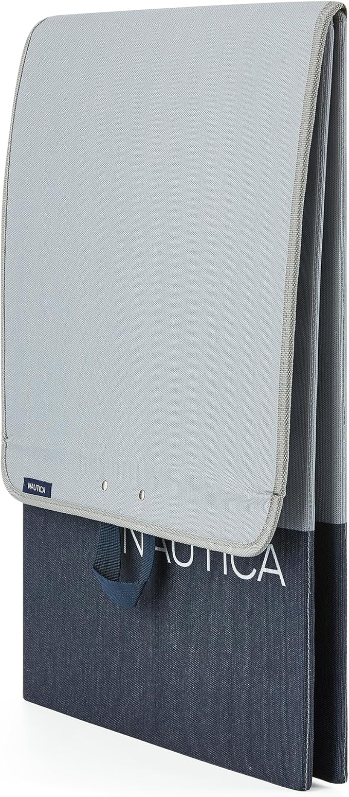 Nautica - Laundry Basket, Foldable Hamper & Storage Bin with Lid, Closet Organizers, Home Essentials (Grey Block)