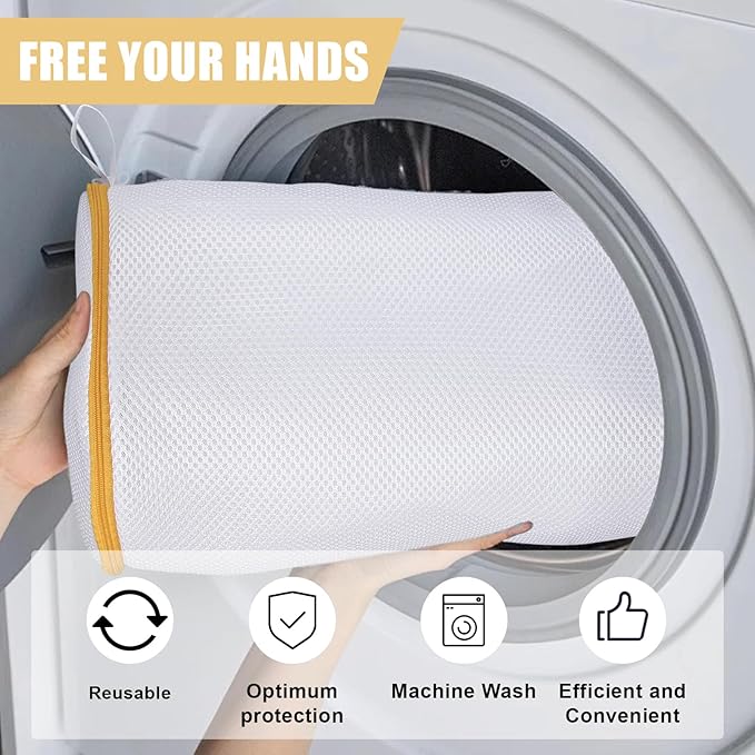 Shoe Washing Machine Bag, Laundry Shoe Bag for Washer and Dryer, White Sandwish Mesh, 2L(8x15in)