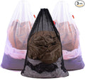3 Pack Mesh Laundry Bags, 24 x 36 Inches Heavy Duty Drawstring Bag, Factories, College, Dorm, Travel and Apartment Dwellers, (2 White & 1 Black)