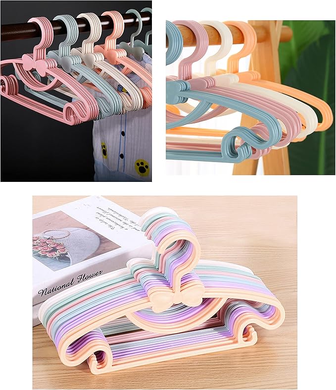 YYaaloa Kids Clothes Hangers Baby Clothes Hangers Childrens Plastic Infant Hangers Very Durable Kids Hangers Toddler's Hangers (style2 6colors 30pcs)