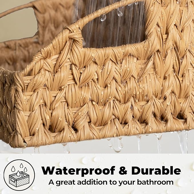 GRANNY SAYS Wicker Storage Basket for Shelves, Wicker Basket with Handles, Trapezoid Woven Baskets for Storage, Decorative Baskets for Home Decor, Natural, 2 Pack