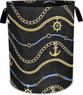 Anchor Rudder Laundry Basket Nautical Foldable Oxford Cloth Funny Tote Bag Laundry Hamper Clothes Storage Bucket Toy Organizer For Bathroom/Laundry Storage/Bedroom 18.9x16.5 Inch