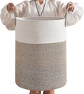 CLHMILY&Z 80L Laundry Basket Round Storage Rope Basket - 16.5x22.5 Inches - Laundry Hamper in Bedreoom and Mutil Storage Bin for Blankets, Toys, and Nursery Essentials