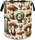 Whimsical Mushroom Laundry Basket,Dirty Clothes Hamper,Fantasy Forest Storage Bin,Nature Lovers Gifts,Waterproof Oxford Cloth Baskets for Bathroom,Bedroom,Home Decoration(19.7" x 15.8")