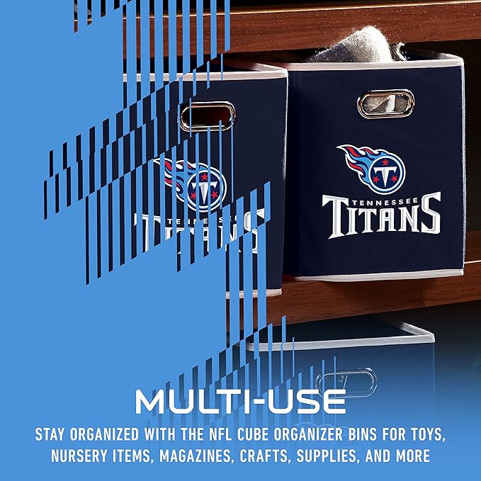 Franklin Sports NFL Storage Bins - Collapsible Cube Container + Basket - NFL Office, Bedroom + Living Room - 11"x11"