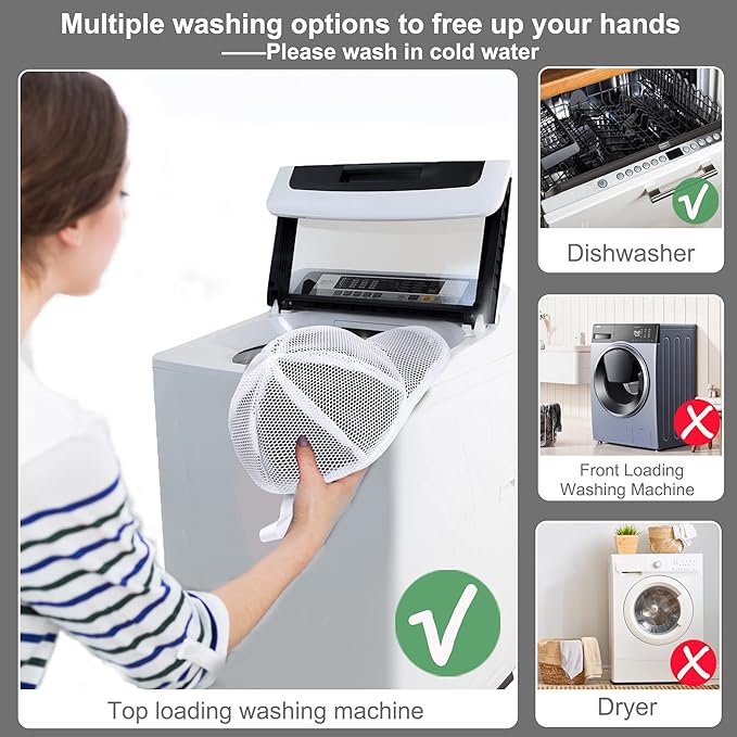 Hat Washer Cage for Washing Machine, Hat Washer Cage，Baseball Cap Washing Cage,Cleaning and Protecting Hats in Dishwasher (White 2 Pack)