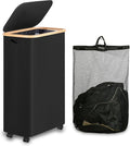 75L Slim Laundry Hamper with Wheels,Clothes Hamper for Laundry,Laundry Basket with Lid & Inner Bag,for Laundry Room, Bedroom, Dormitory Organization,Black