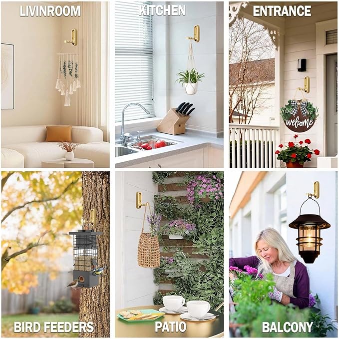 Foldable Wall Hooks Heavy Duty Zinc Alloy Folding Coat Hook Wall Mounted, Space-Saving Flip Down Hook for Bathroom Entryway Closet, Gold Walls Hooks for Hanging Coat Towels Hat Bag Keys Plants（4PCS）