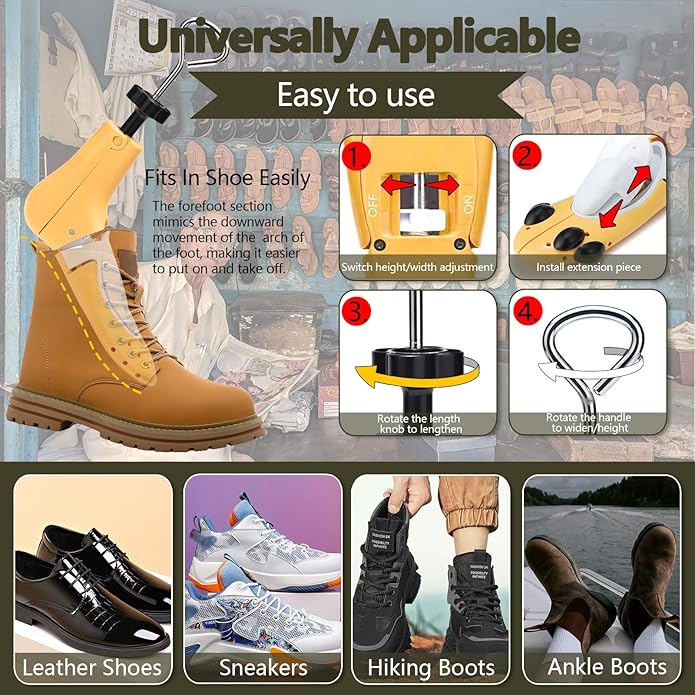Boot Stretcher for Men Women, Boot Stretcher for Cowboy Boot Leather Shoe Stretcher Wide Feets Instep