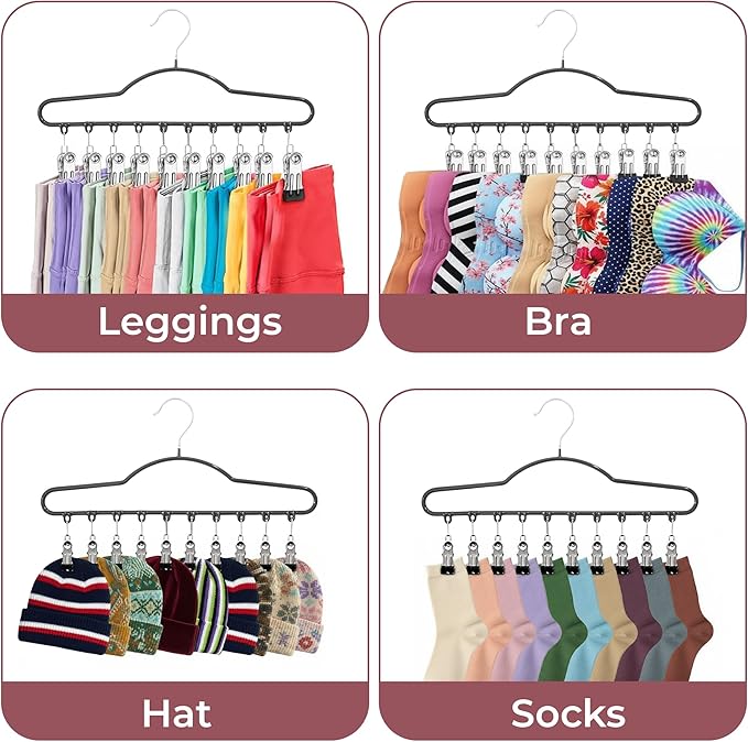 Karida Closet Organizers and Storage, Metal Yoga Pants Hanger with Rubber Coated 2 Pack Hanging Closet Organizer for Home Organization & Closet Organization, Space Saving Hanging Closet Solution