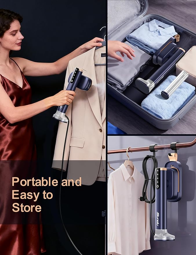 Clothes Steamer, Steamer for Clothes with 2 Water Tanks (180 ml and 100 ml), Portable 2 In 1 Travel Steamer Iron,10s Fast Heat-up, 20 Minutes of Ironing Handheld Garment Steamer for Travel and Home