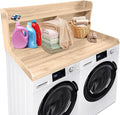 2-Tier Washer Dryer Countertop, 54" W x 27.55" D Laundry Countertop Organization with Non-Slip Pad, Wooden Washer and Dryer Topper for Folding Clothes, Laundry Room Storage