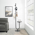 Coat Rack Freestanding with Table & 6 Hooks, Corner Coat Tree, Heavy-duty Marble Base Coat Rack Stand for Bedroom Living Room Office Entryway 13.78 x 13.78 x 68.11 Inches (Black)