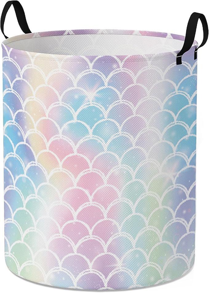 College Laundry Basket for Dorm Bedroom,Dirty Clothes Basket,Laundry Basket with Handles,Kids Girls Room Canvas Hamper Bag,Blankets,Towel,Toy Storage Organizer