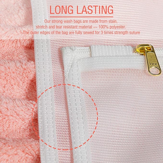 TENRAI Laundry Bag Mesh Wash Bag，Use YKK Zipper，Tote Bag Bathroom Hanging, Bra Fine Mesh Wash Bag for Underwear 3 Bags（3M Cellular Mesh ）