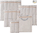 HEAVYWOOD 5-Piece Cotton Mesh Landry Bag Organic Wash Bag for Washing Machine Lingerie Bags for Washing Delicates with Sturdy Anti-Rust Zipper Clothes Washing Bag (5Bags)