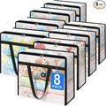 BlissTotes 8 Pack Clear Clothes Storage Bags, Moving Bags, Foldable Blanket Storage Under Bed Storage Containers with Sturdy Zipper and Handle for Clothing, Comforter, Bedding, Sheet (60L)