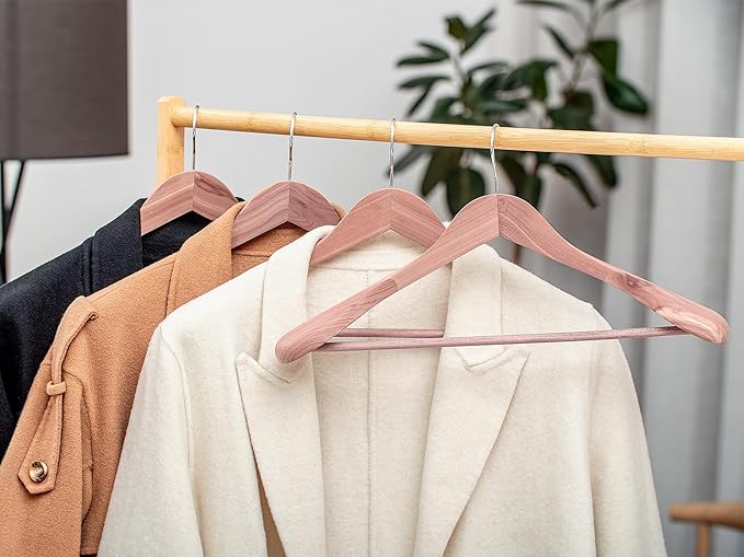 StorageWorks Red Cedar Wood Hangers 6 Pack, Extra Wide Shoulder Wooden Hanger for for Suits, Coats, Jackets, Pants