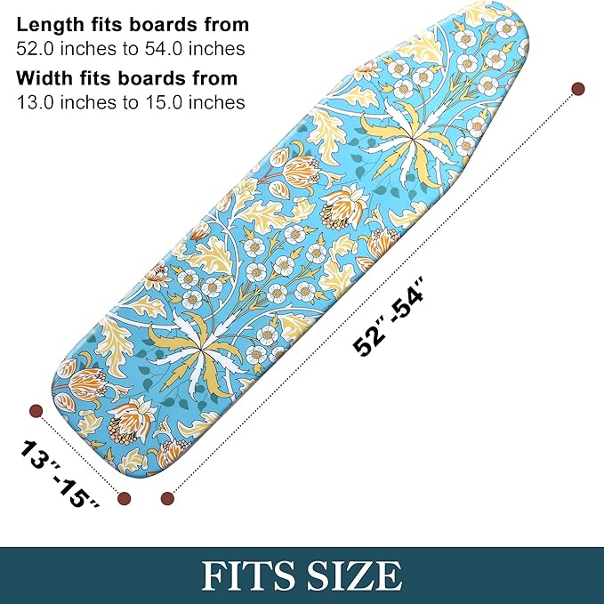 Ironing Board Cover and Pad, (15″X54″) Standard Size, Stain-Resistant & Wrinkle-Free Surface，Thick Padding, Elastic Edge