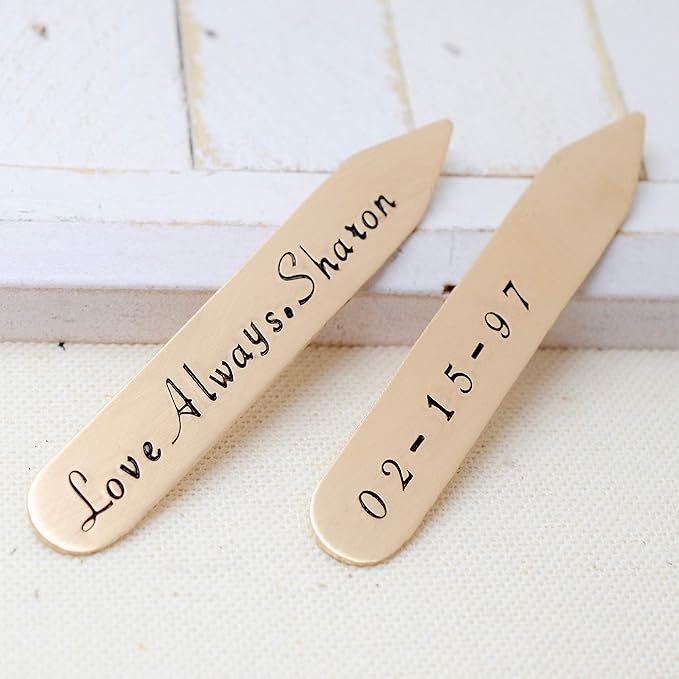 Bronze Collar Stays For Dad, Father's Day Present, Personalized Engraved Custom Message