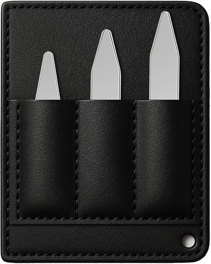 Stainless Steel Collar Stiffeners(No Magnets included), Metal Shirt Collar Stays, Valued Pack in a Gift Box