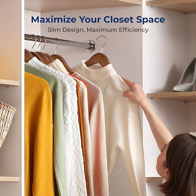 SereneLife Wooden Hangers 50 Pieces Heavy Duty Vintage Finish Clothes Hanger Set with 360° Swivel Hook Non Slip Notches Pants Bar Elegant Space Saving Wardrobe for Closet Organization