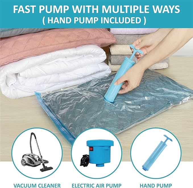 Vacuum Storage Bags, Vacuum Seal Space Saver Bags for Clothing, Travel Lugggage, Carry-on, Blankets, Pillow, Comforters, Bedding, 10 Jumbo
