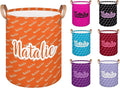 Personalized Laundry Basket, Custom Gift Laundry Hamper, Collapsible Nursery Waterproof Laundry Baskets, Dirty Clothes Toy Hamper with Handles Name Orange