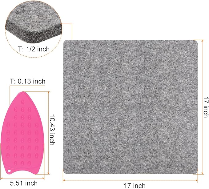 HARFINGTON Wool Pressing Mat 17" x 17" Wool Ironing Pad Sewing Notions for Crafts Quilter Quilting
