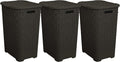Plastic Laundry Hamper with Lid 3 Pack Laundry Hamper Basket, Brown Tall Cloths Hamper Organizer with Cut-out Handles. Space Saving for Laundry Room Bedroom Bathroom, Wicker Design 60 Liter