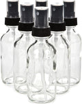 Vivaplex, 6, Clear, 2 oz Glass Bottles, with Black Fine Mist Sprayers