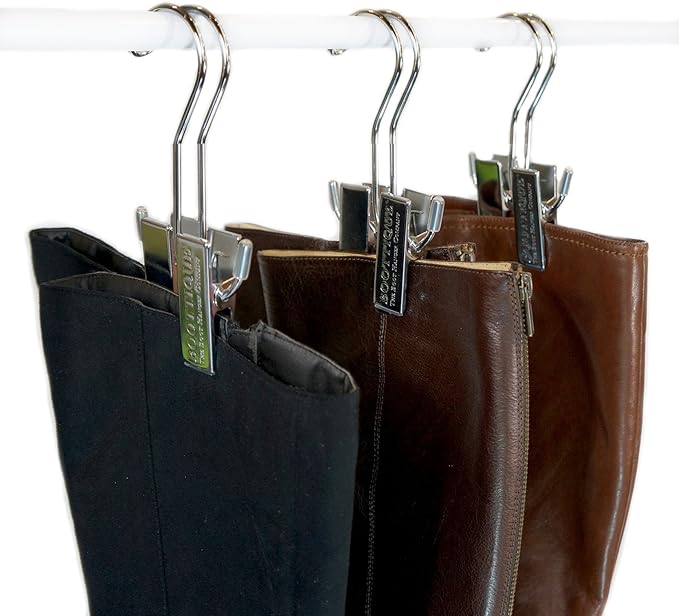 Hanging Boot Rack-Closet Doubler with Boot Storage System, NO Tools Required, fits on Any Closet Rod (Comes with 6 Silver Hangers)