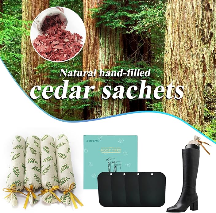 Boot Shapers for Tall Boots Women,Boot Trees Cedar Freshner,Inserts Boots Support for Women 100% Cedar Wooden Sachets Bags
