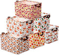Vesici 6 Pack Thanksgiving Storage Basket for Gifts Fall Basket Farm Harvest Pumpkin Turkey Maple Leaf Storage Bins Foldable Laundry Box with Handle for Office Home Bedroom Clothes